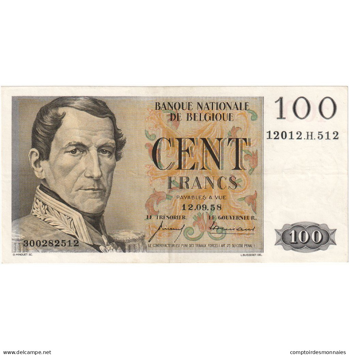 Belgique, 100 Francs, 1958, 1958-04-21, KM:129c, TTB+ - 100 Francos