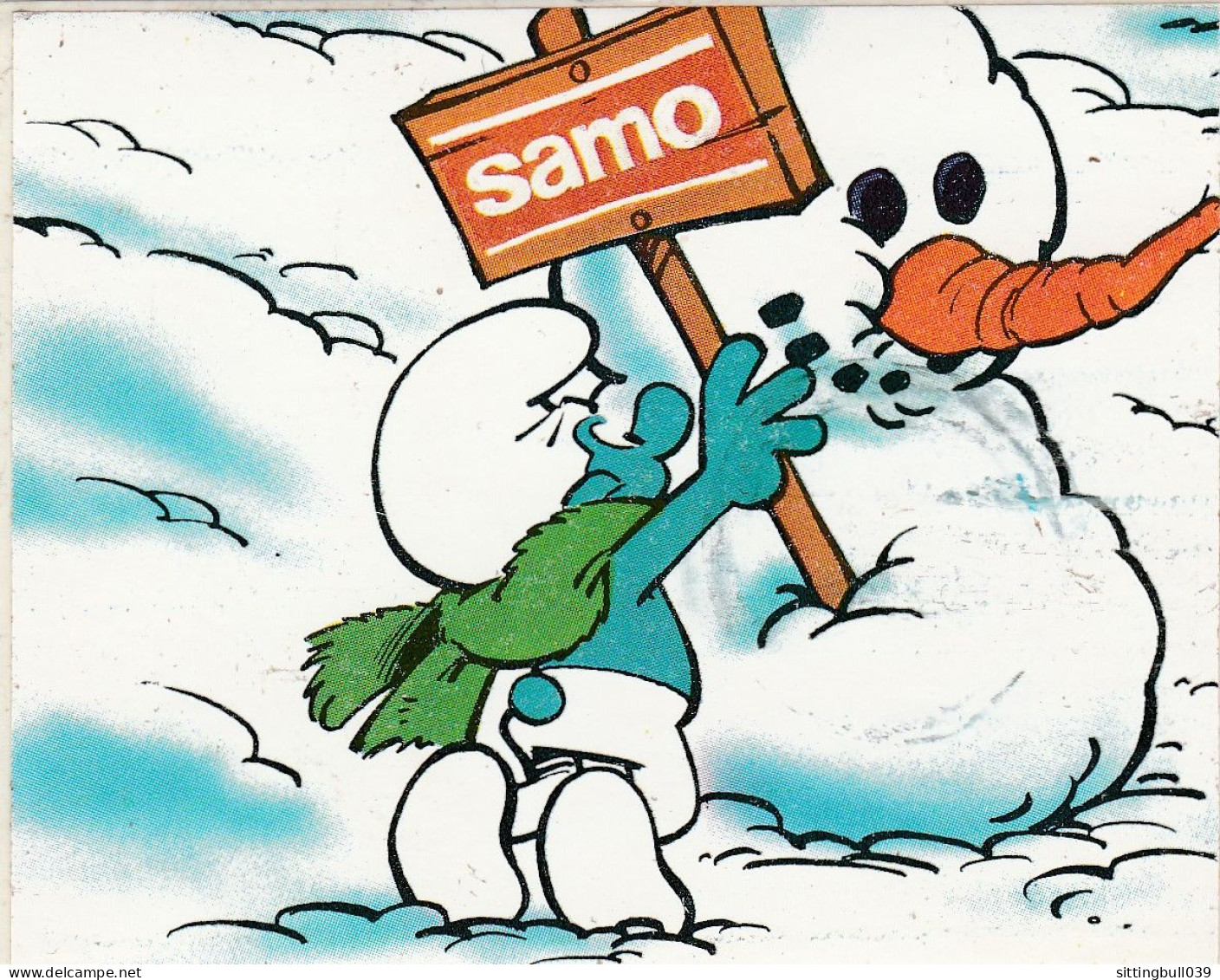 PEYO. LES SCHTROUMFS En HIVER. RARE Autocollant PUB SAMO CHIPS 1982 N° 4 - Collection - Adesivi