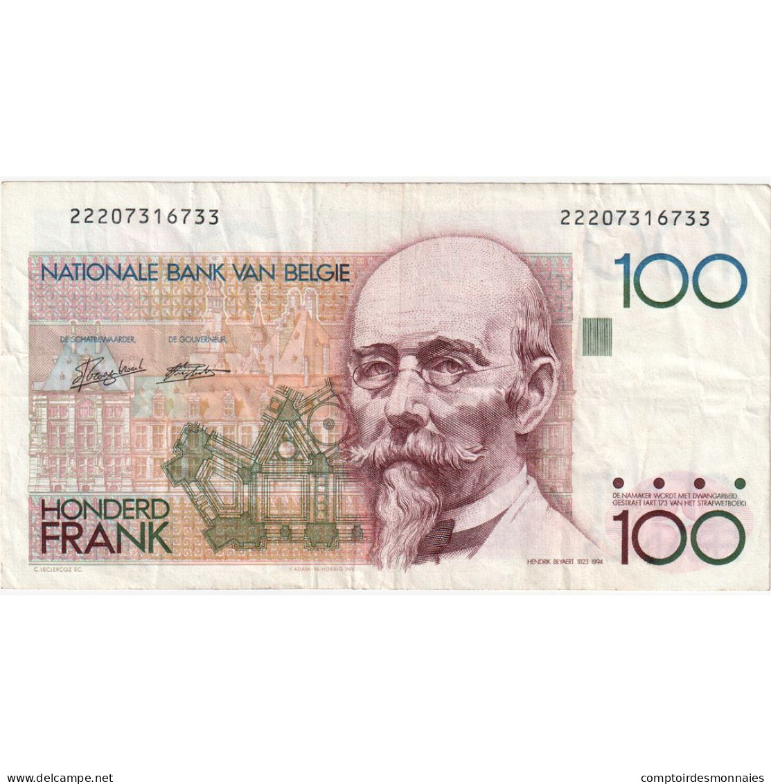 Belgique, 100 Francs, KM:142a, TTB - 100 Frank