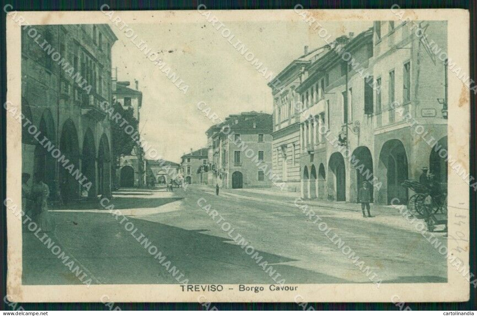 Treviso Città Borgo Cavour PIEGHE Cartolina QT3948 - Treviso
