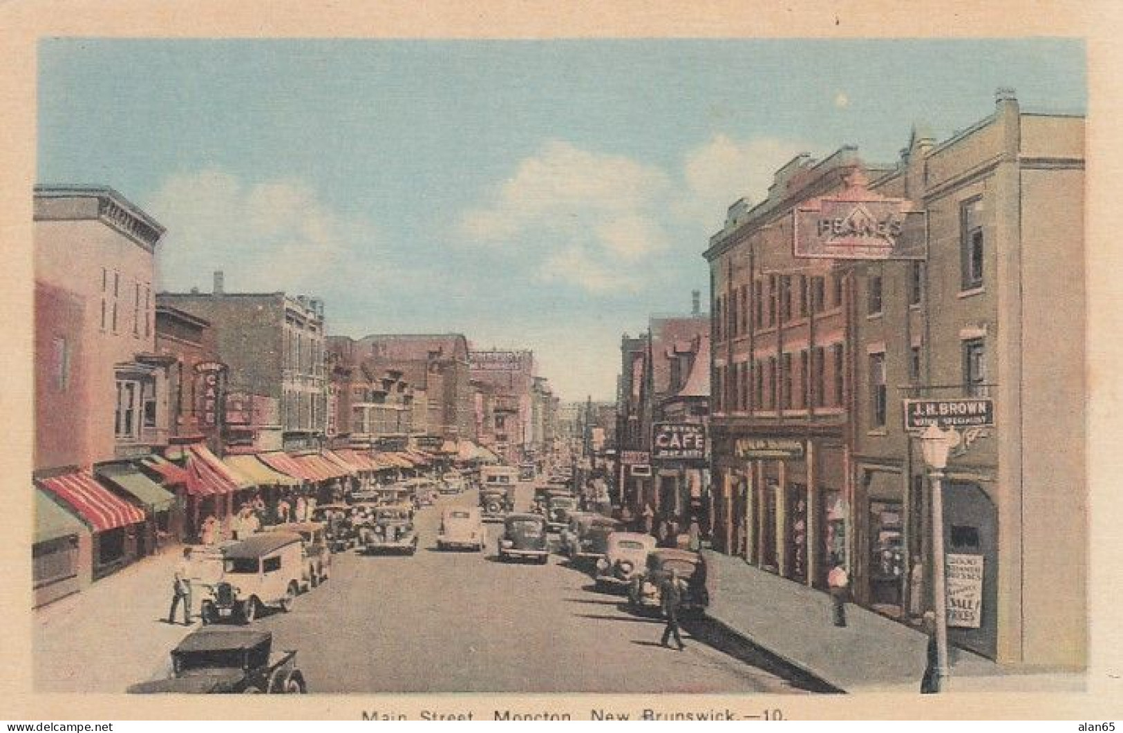 Monction New Brunswick Canada, Business District Street Scene, Autos, C1940s Vintage Postcard - Otros & Sin Clasificación