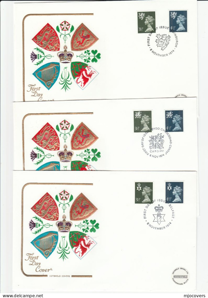 6 GB FDCs 1974 Regional Definitives Cover Fdc - 1971-1980 Decimale  Uitgaven