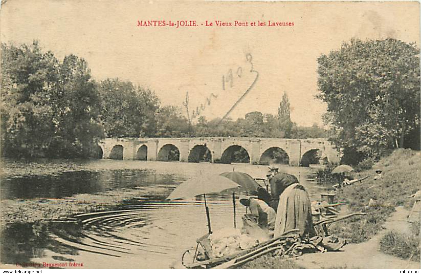 78* MANTES LA JOLIE Vieux Pont â Laveuses     MA81.(cpsm Petit Format - Mantes La Jolie