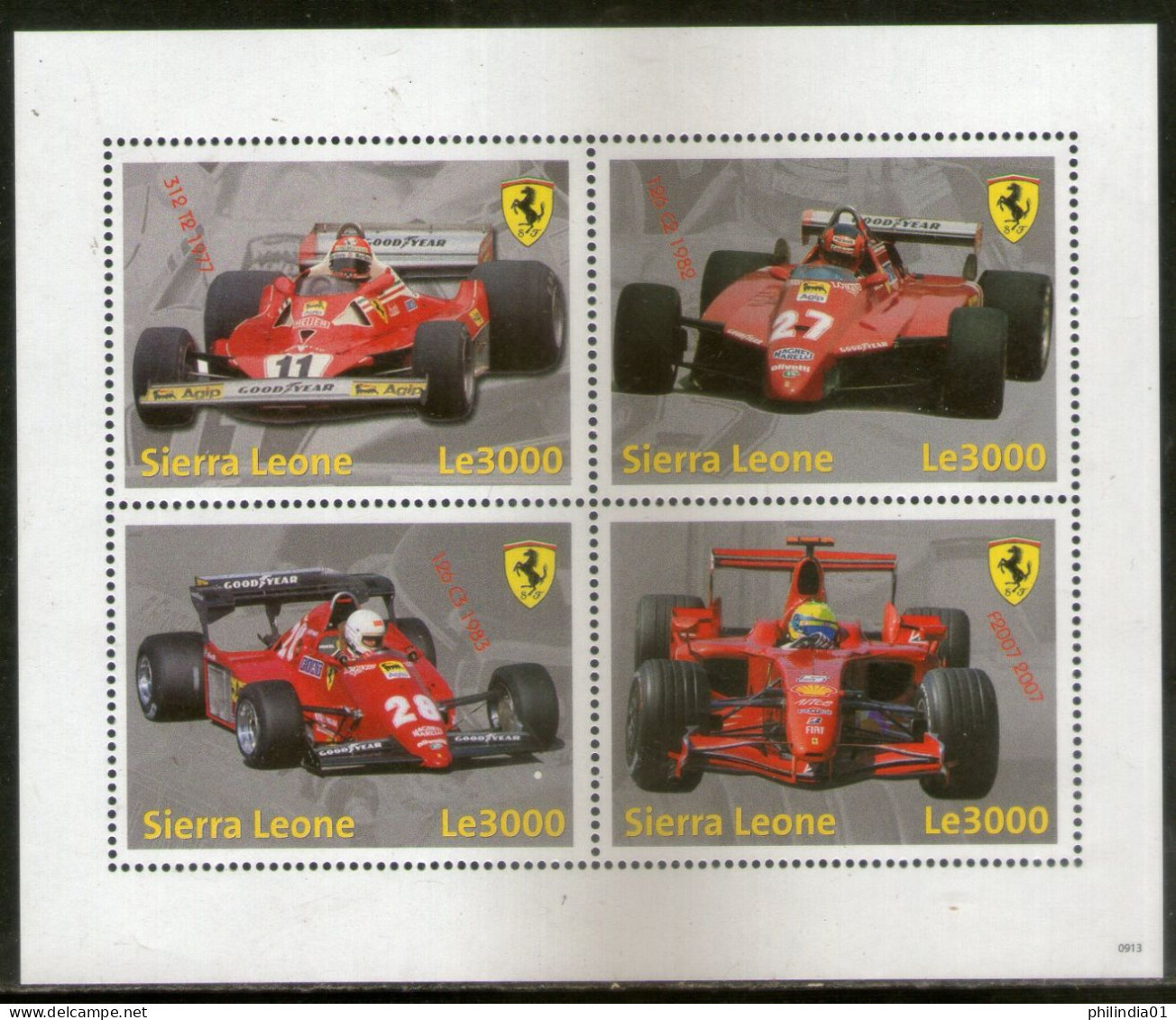 Sierra Leone 2009 Ferrari Racing Cars Sc 2945 Sheetlet MNH # 7504 - Cars