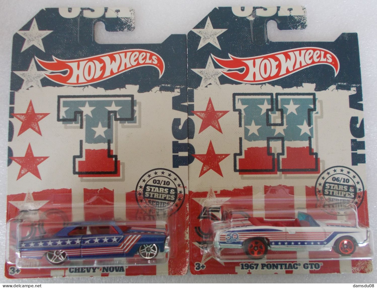 HotWheels Stars & Stripes Series Pontiac GTO 1967 + Chevrolet Chevy Nova - HotWheels