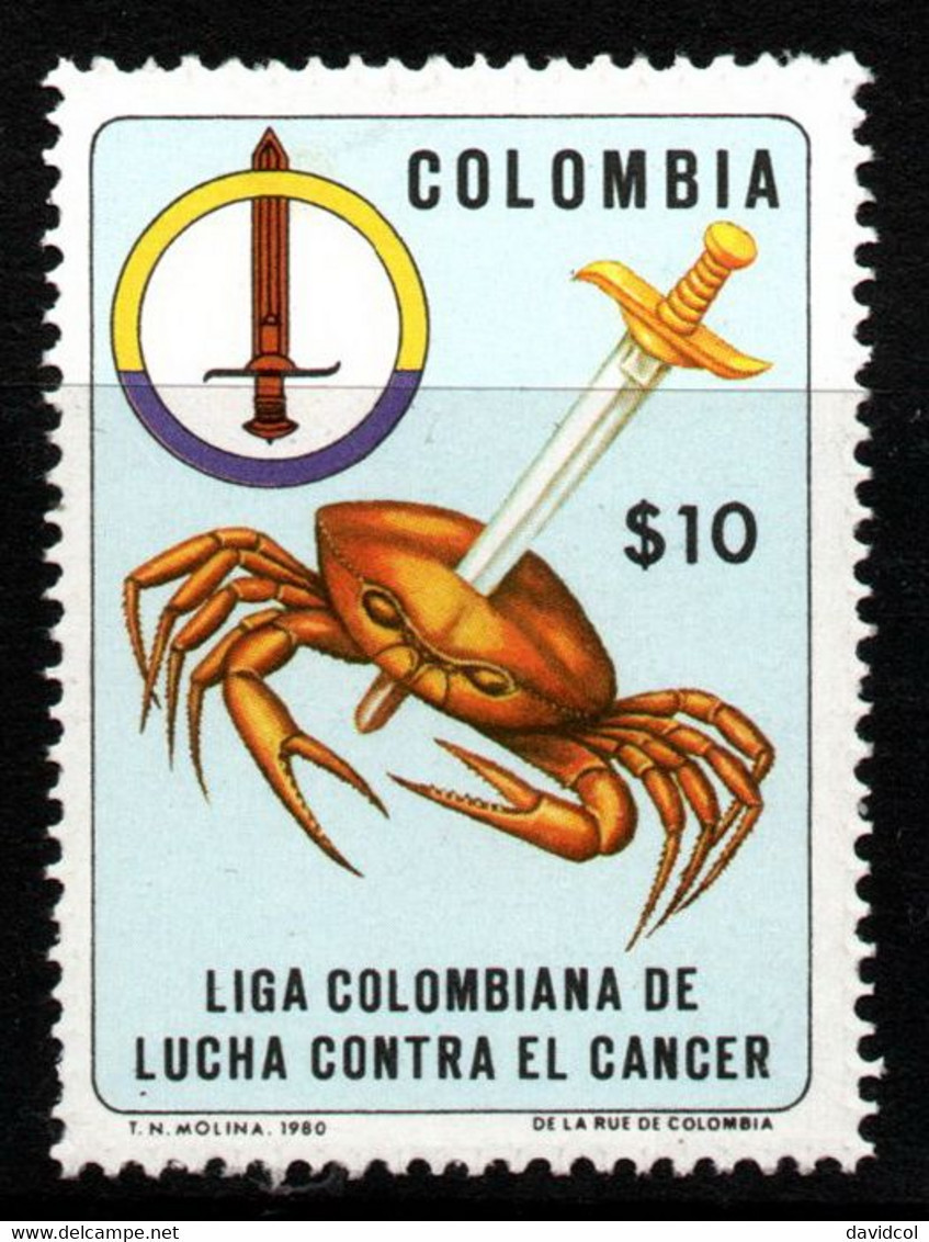 19- KOLUMBIEN - 1980- MI#:1461-MNH- COLOMBIAN LEAGUE AGAINST CANCER - Colombia