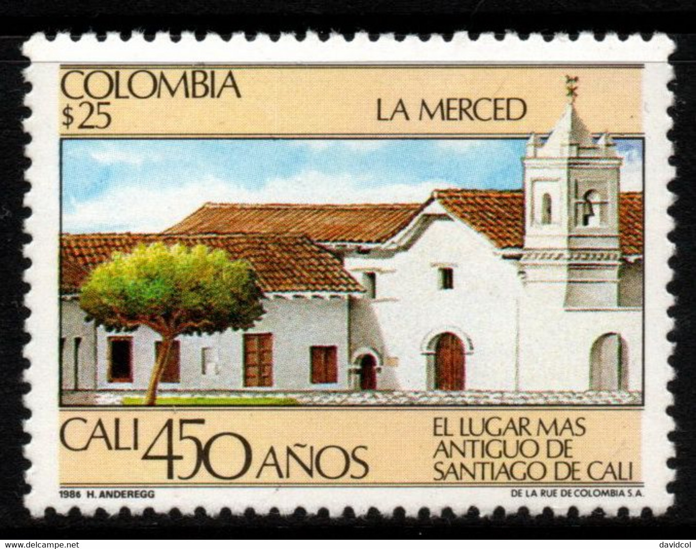 25- KOLUMBIEN - 1986 - MI#:1682 -MNH- CALI CITY 450 YEARS - CHURCH - Colombia