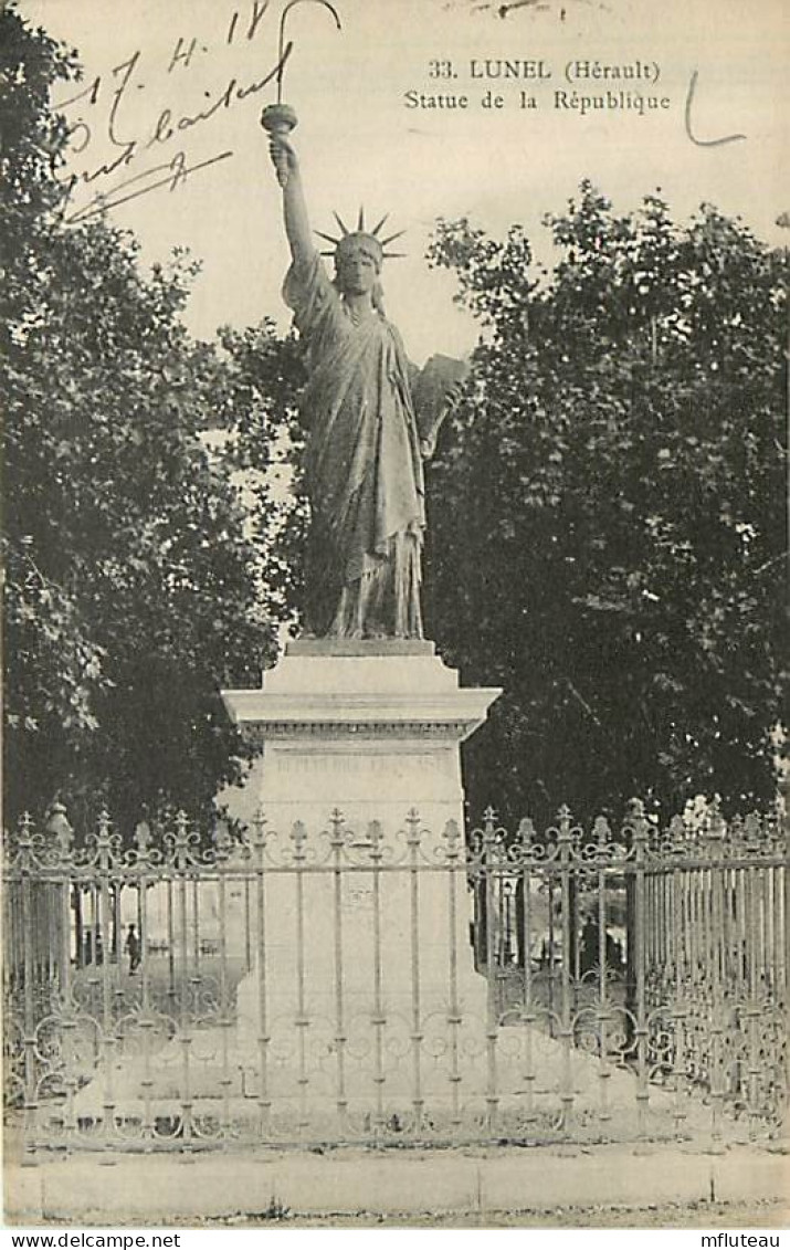 34* LUNEL Statue Republique                        MA85-0008 - Lunel