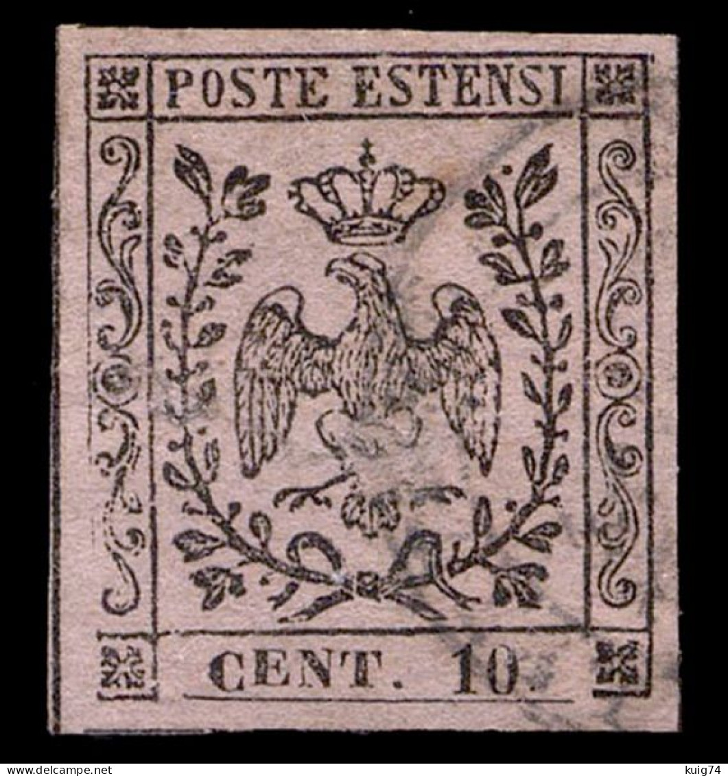 MODENA 1857 10 CENT. ROSA N.9 USATO ANNULLO "POSTA LETTERE REGGIO" - USED FINE - Modène