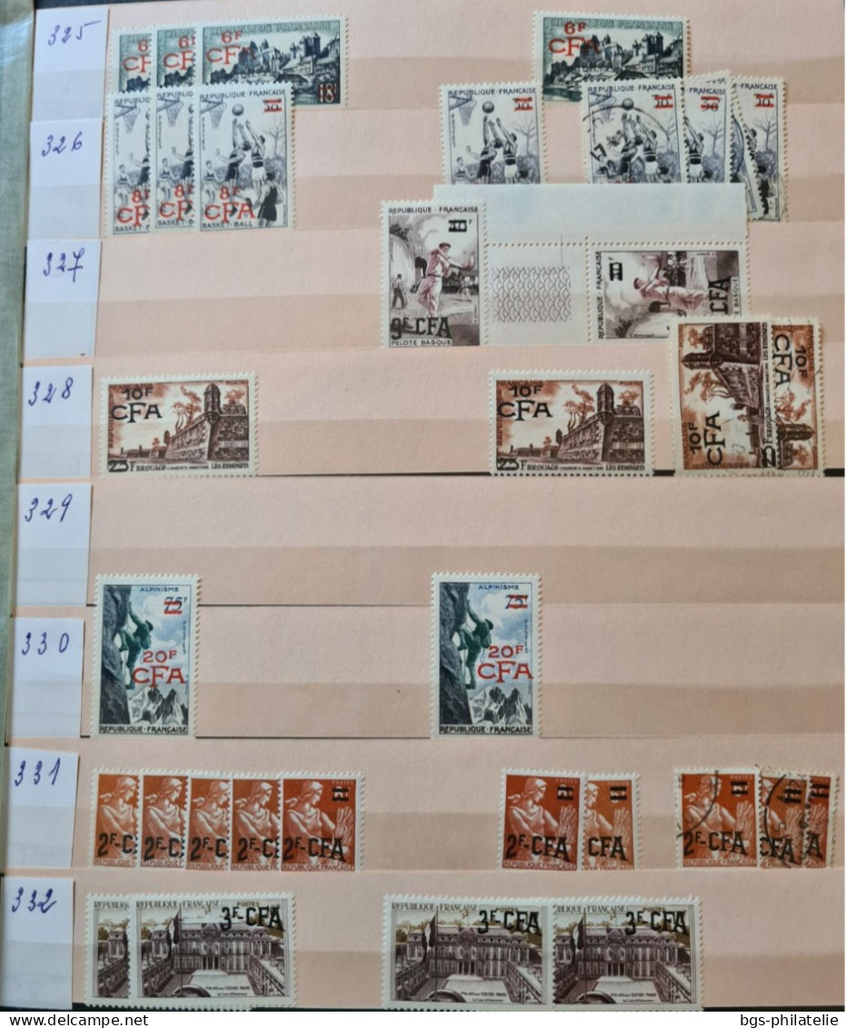 Stock de timbres de Réunion CFA , neufs **, neufs * et quelques oblitérés.