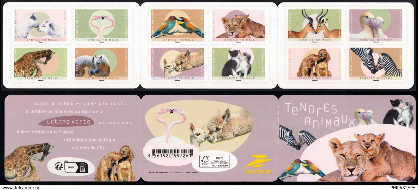 France 2023 - Carnet Adhésif De 12 Timbres  -  Tendres Animaux -  Neuf - Commémoratifs