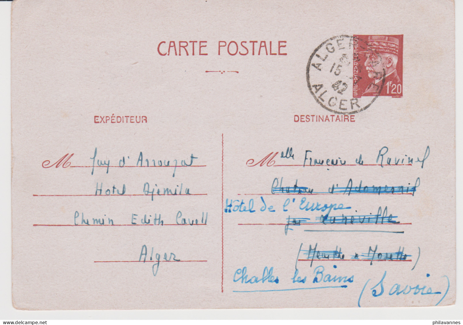 ALGER, 1942, 515cp1 (SN24/12/16.1) - Cartes Postales Types Et TSC (avant 1995)