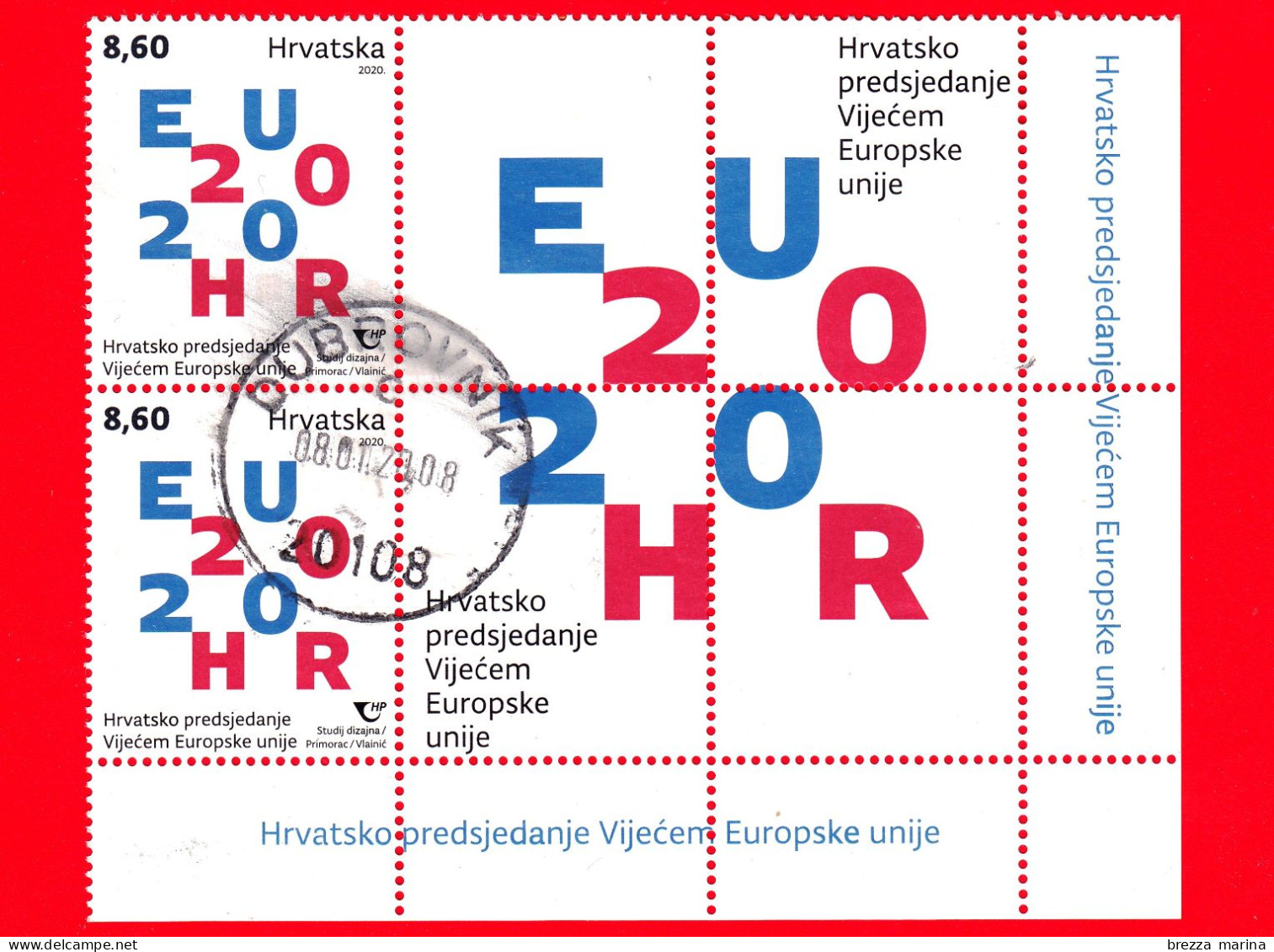 CROAZIA - HRVATSKA - Usato - 2020 - Presidenza Dell'Unione Europea 2020 - 8.60 X 2 - Croatia