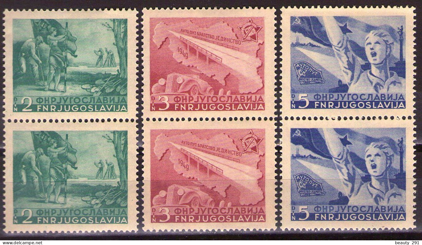 Yugoslavia 1950 - Highway Zagreb-Beograd, Mi 598-600 - MNH**VF - Unused Stamps