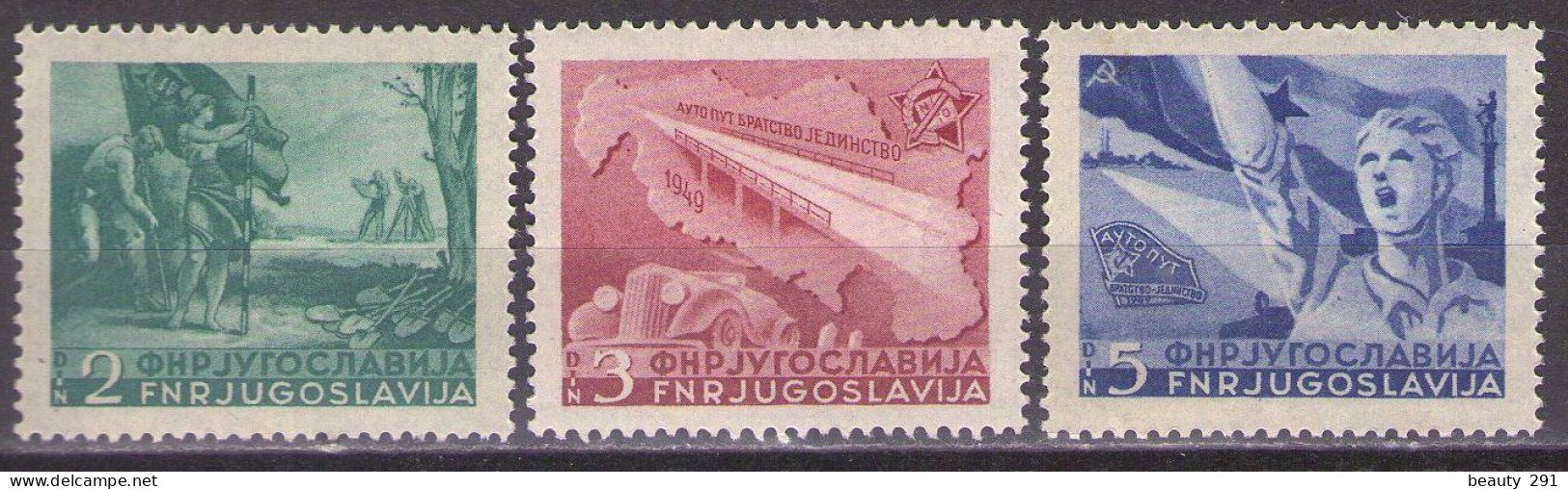 Yugoslavia 1950 - Highway Zagreb-Beograd, Mi 598-600 - MNH**VF - Unused Stamps