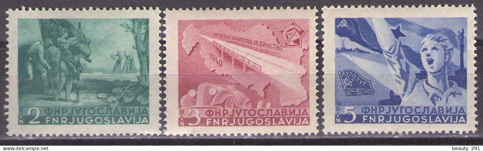 Yugoslavia 1950 - Highway Zagreb-Beograd, Mi 598-600 - MNH**VF - Ungebraucht