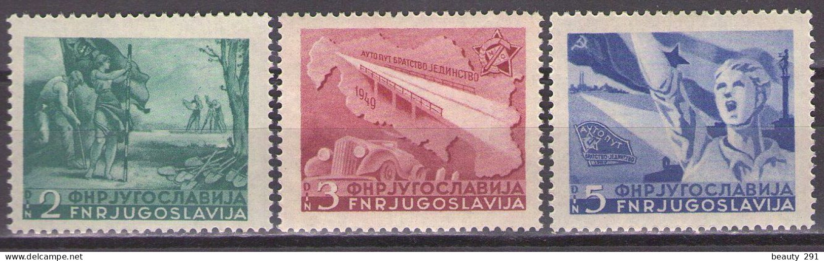 Yugoslavia 1950 - Highway Zagreb-Beograd, Mi 598-600 - MNH**VF - Neufs