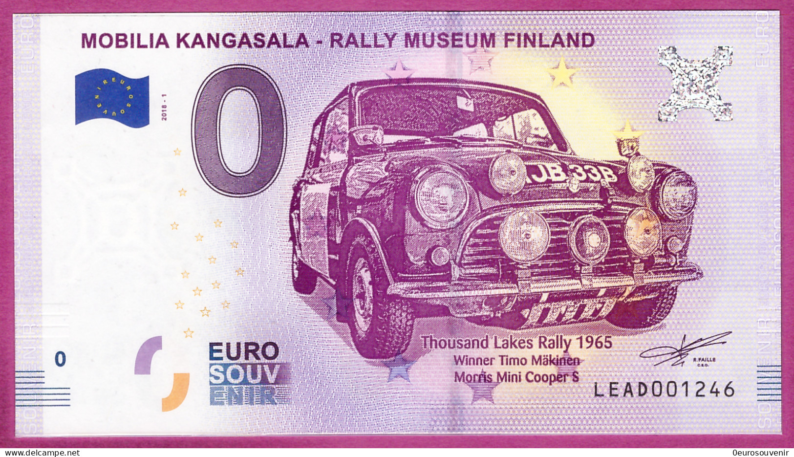 0-Euro LEAD 2018-1 MOBILIA KONGASALA - RALLY  MUSEUM FINLAND - Private Proofs / Unofficial