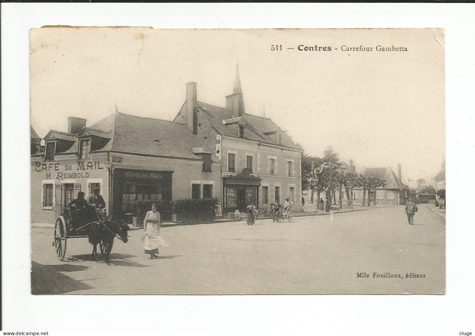 41 - CONTRES - Café Du Mail - H  Reimbold - Attelage  ( Animation ) - Contres