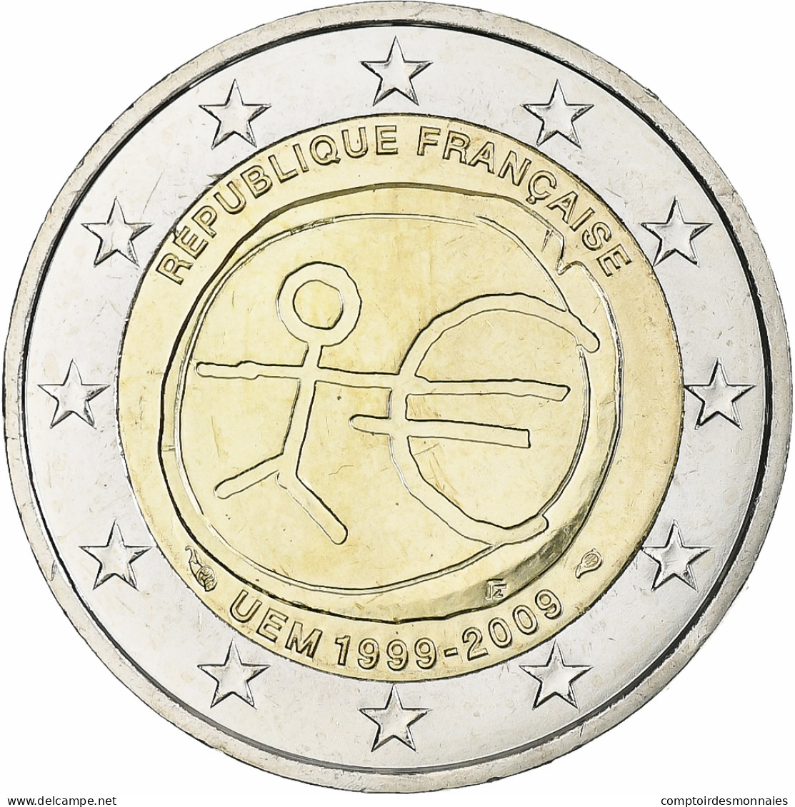 France, 2 Euro, Union économique Et Monétaire, 2009, Pessac, SPL - France