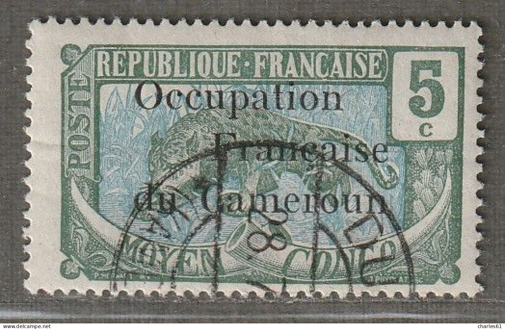 CAMEROUN - N°56 Obl (1916) 5c Vert Et Bleu - Occupation Française - - Usados