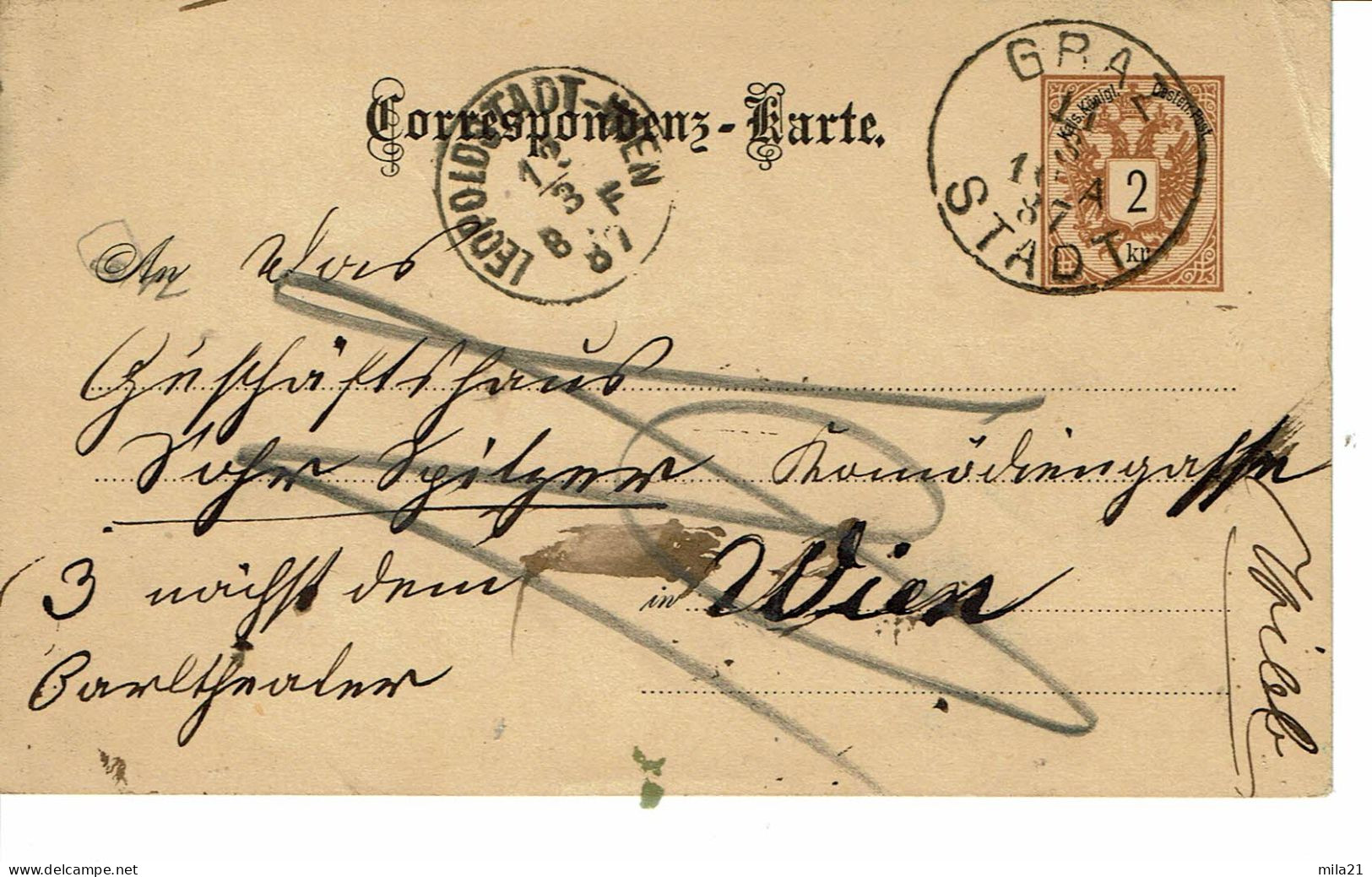 Empire AUTRICHIEN Timbre Type N°40  CORRESPONDENZ KARTE DE 1887 - Postcards