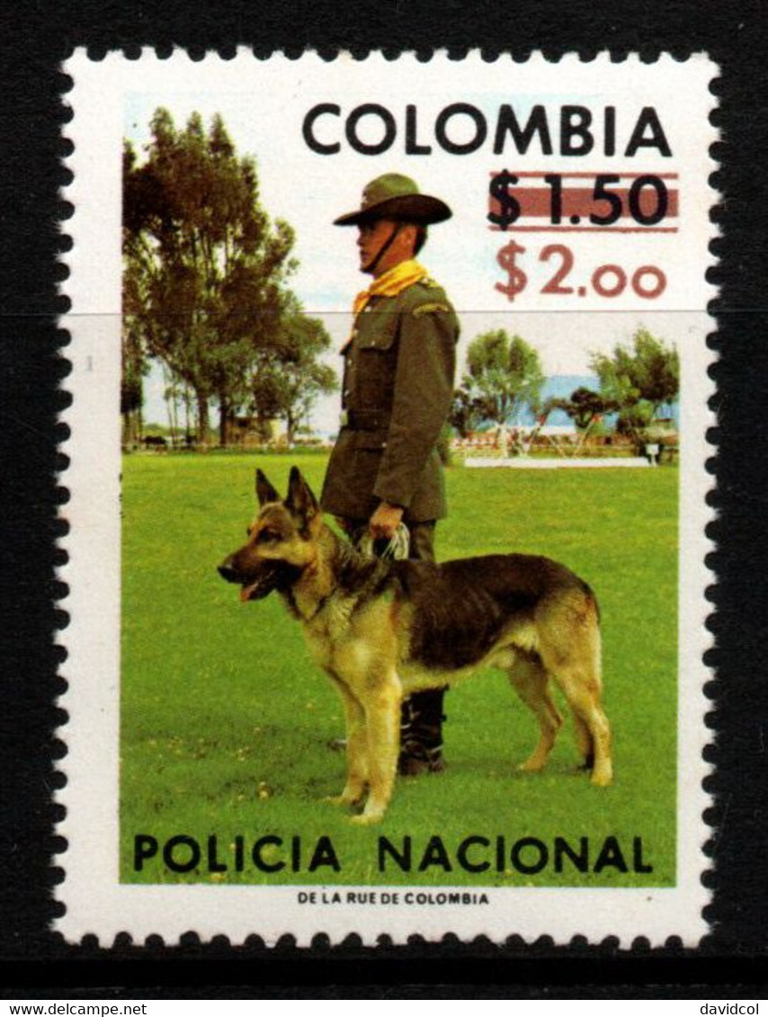 03- KOLUMBIEN - 1977- MI#:1325- MNH- POLICE MAN AND DOG - SURCHARGED - Kolumbien