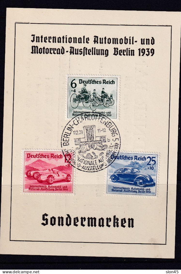 Germany 1939 Full Set Automobile On Card Dresden Bank 16090 - Bloques