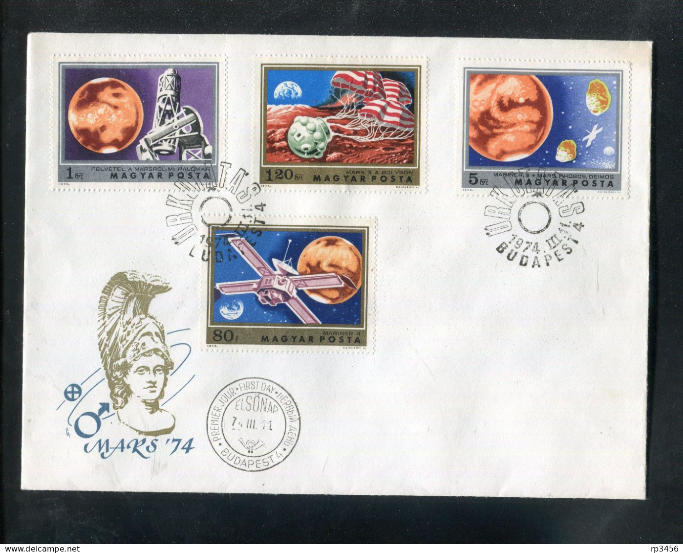 "UNGARN" 1974, Mi. 2931-2937 Und Block 104 "Marsforschung" Auf 3 FDC (R1168) - FDC