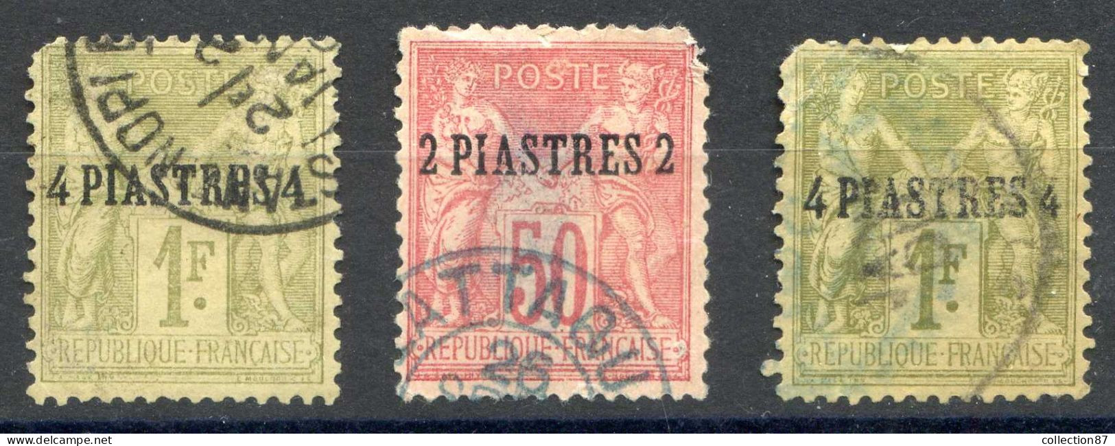 REF 090 > LEVANT < Lot De 3 Timbres 2e Choix N° 3 X 2 + N° 5 Ø Cote 41 € < Oblitéré Dos Visible - Used Ø - Gebraucht