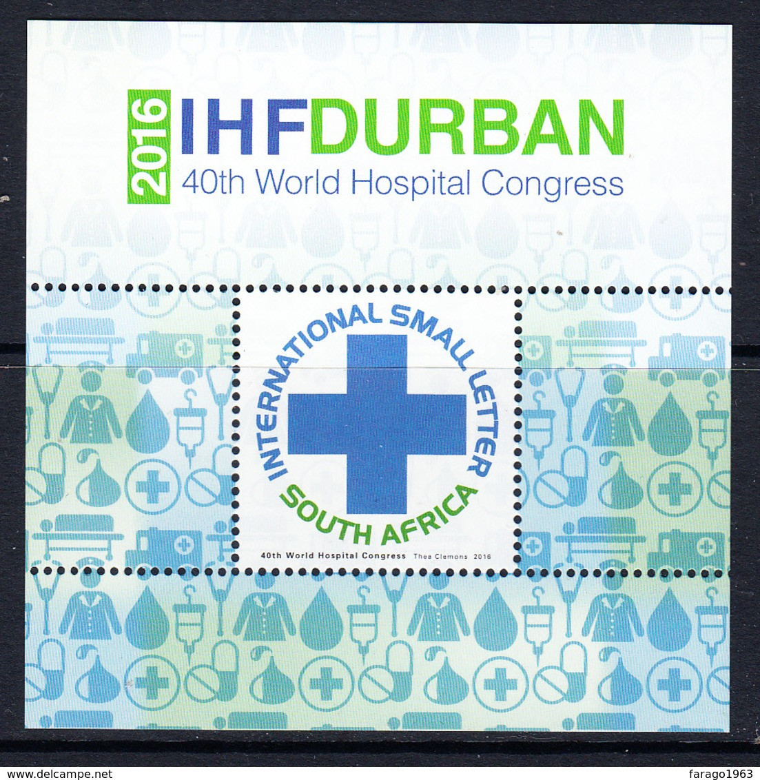 2016 South Africa Hospital Congress Health Souvenir Sheets MNH - Unused Stamps