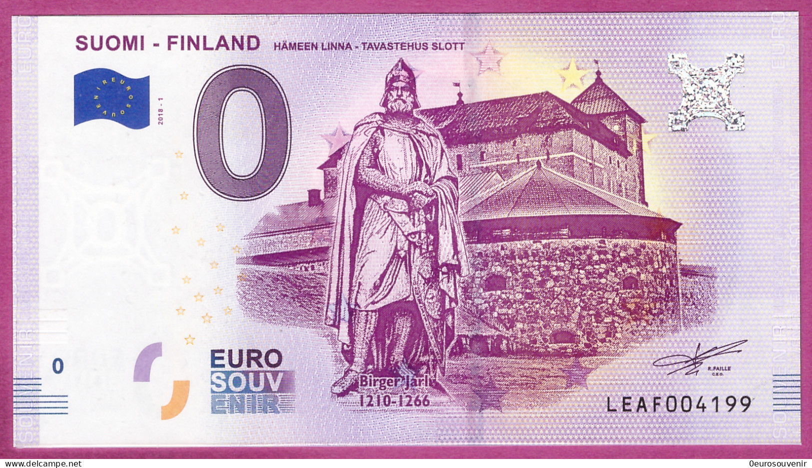 0-Euro LEAF 2018-1 SUOMI - FINLAND  - HÄMEEN LINNA - TAVASTEHUS - Private Proofs / Unofficial