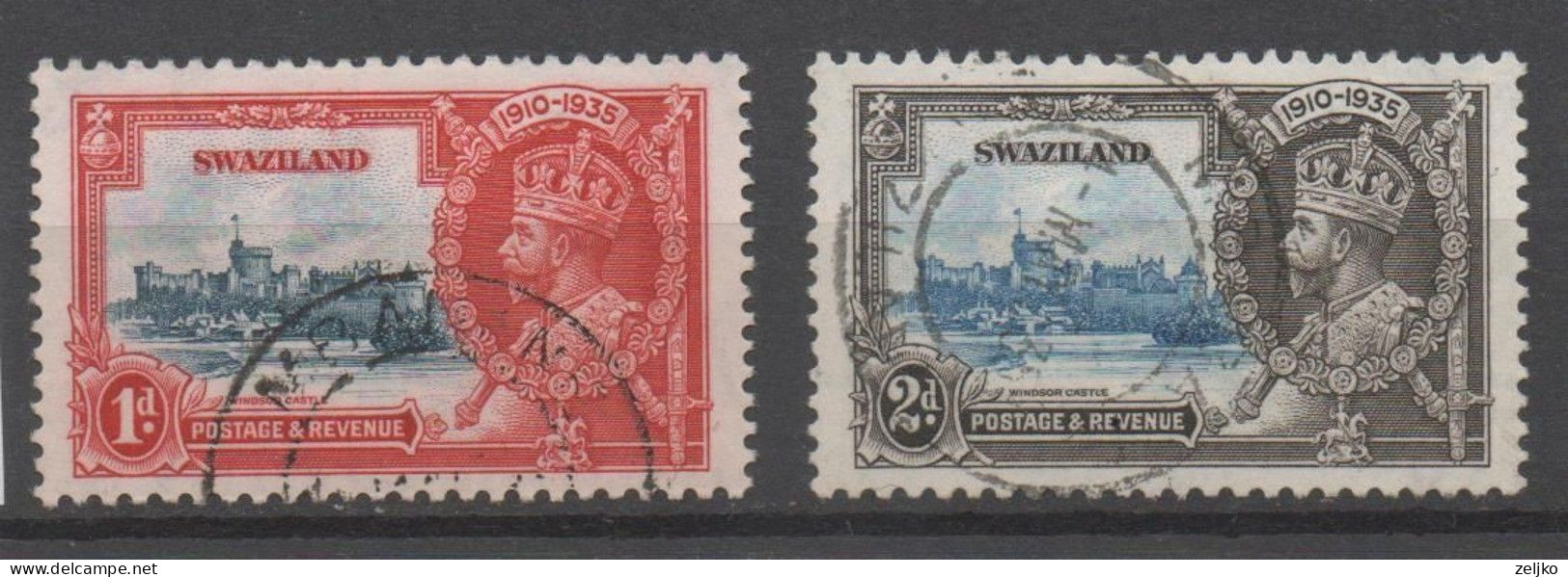 Swaziland 1935, Used, Michel 20, 21, George V And Windsor Castle - Swaziland (...-1967)