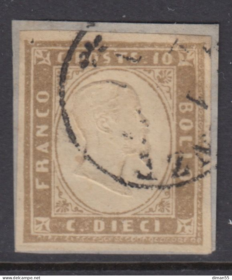 ITALIA - Sardegna - 1862 Sassone N.14Db Oliva Chiaro Cat.600 Euro FIRMATO RAYBAUDI - Sardinia