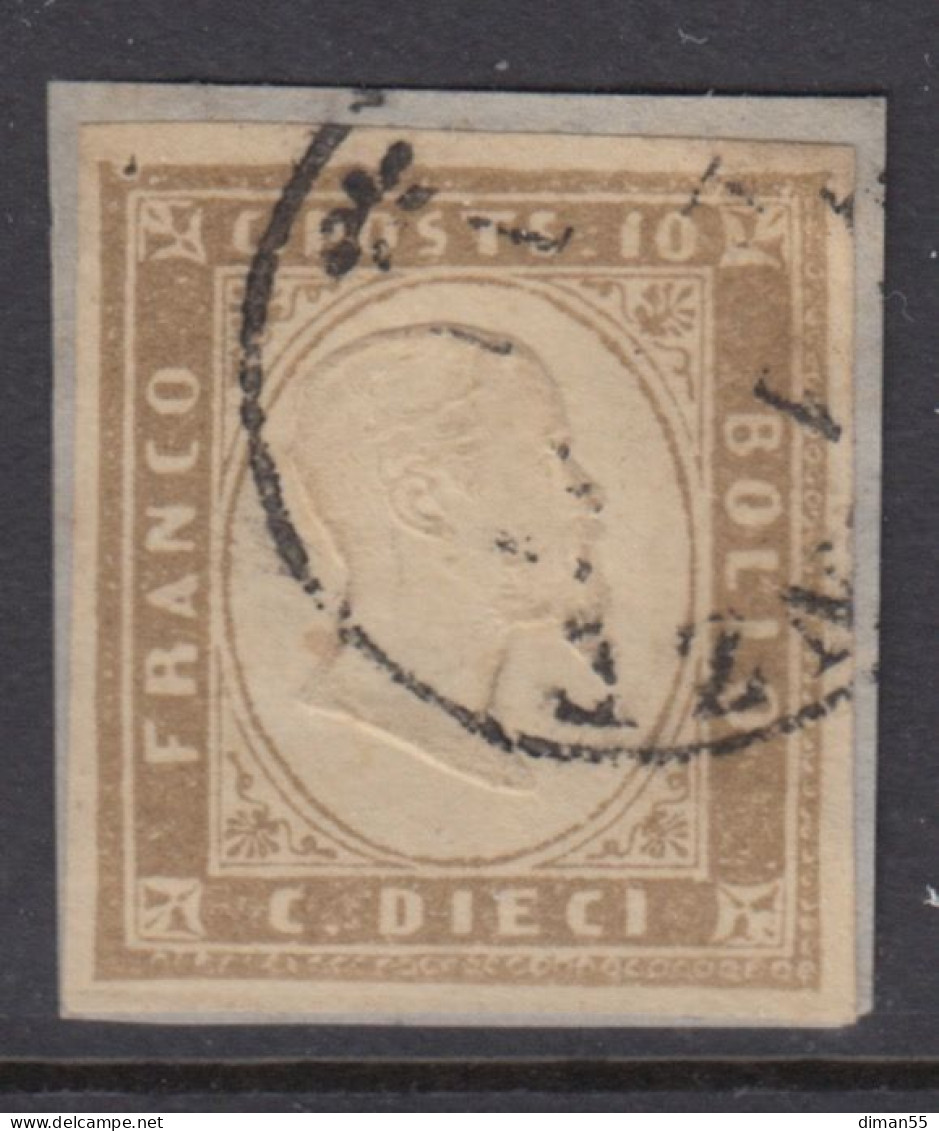 ITALIA - Sardegna - 1862 Sassone N.14Db Oliva Chiaro Cat.600 Euro FIRMATO RAYBAUDI - Sardinië