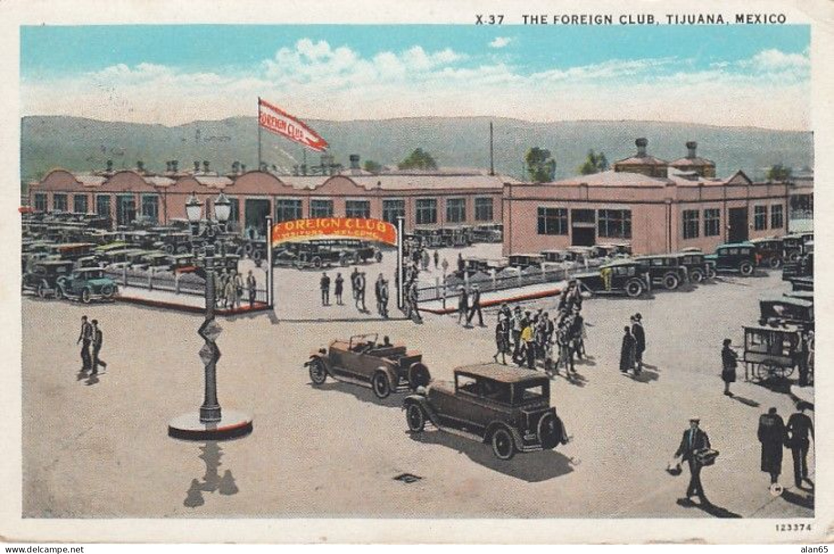 Tijuana Mexico, Street Scene, The Foreign Club, Autos, C1910s Vintage Postcard - México
