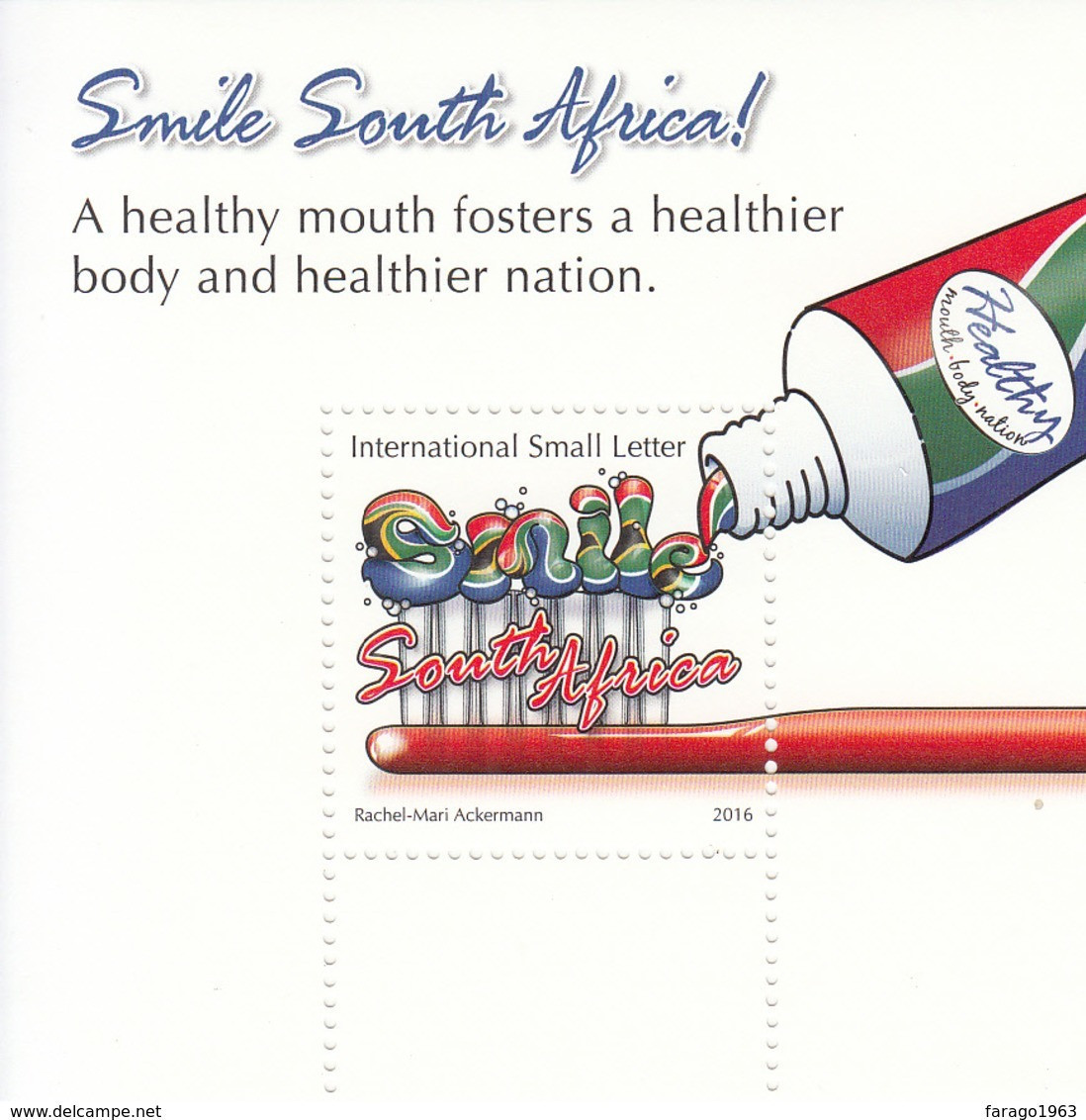 2016 South Africa Health Dentistry Oral Hygiene  Complete Sheet Of 1  MNH - Ongebruikt