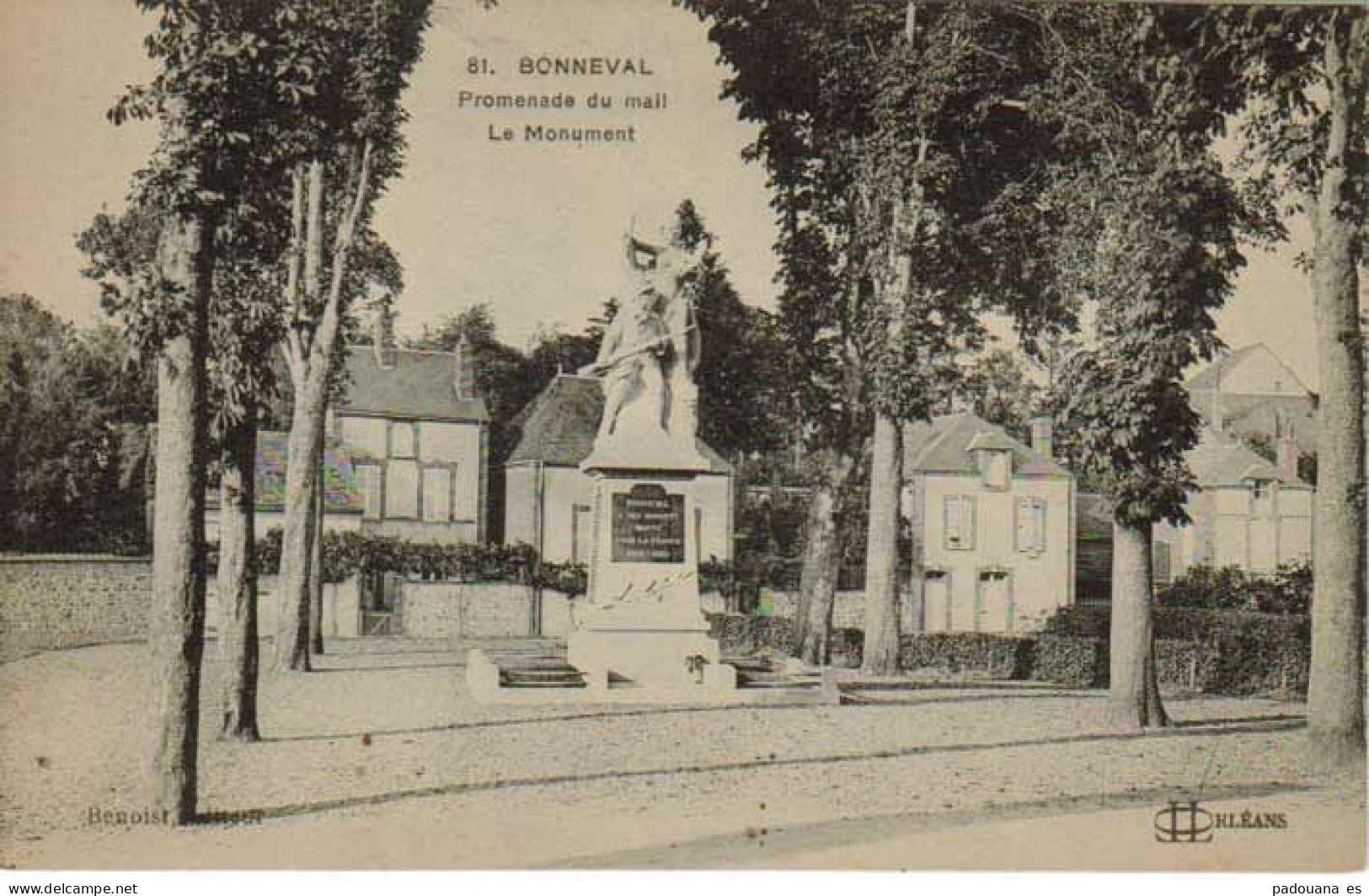 AB362 28 EURE ET LOIR BONNEVAL PROMENADE DU MAIL LE MONUMENT  EDITEUR A DROITE LEGENDE HAUT CARTE  - - Bonneval