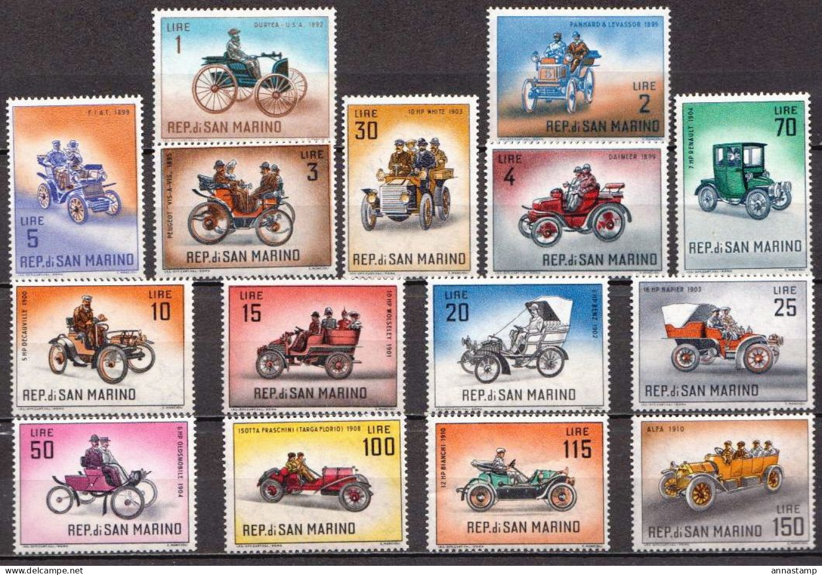 San Marino MNH Set - Cars