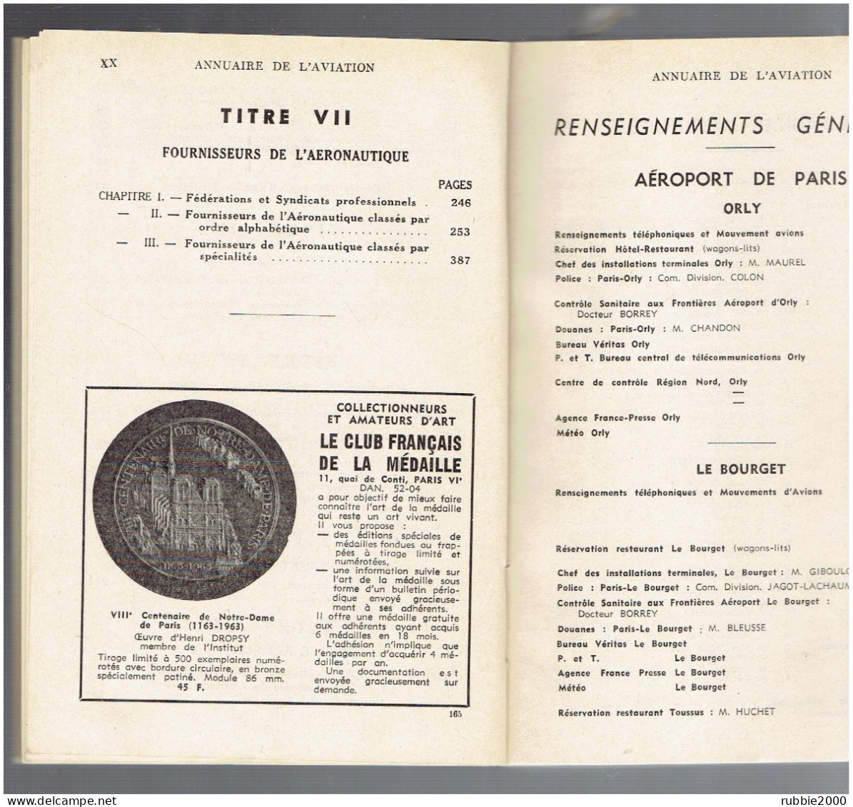 1965 ANNUAIRE DE L AVIATION ET DE L ASTRONAUTIQUE LES VIEILLES RACINES HORIZONS DE FRANCE AVION - Avion