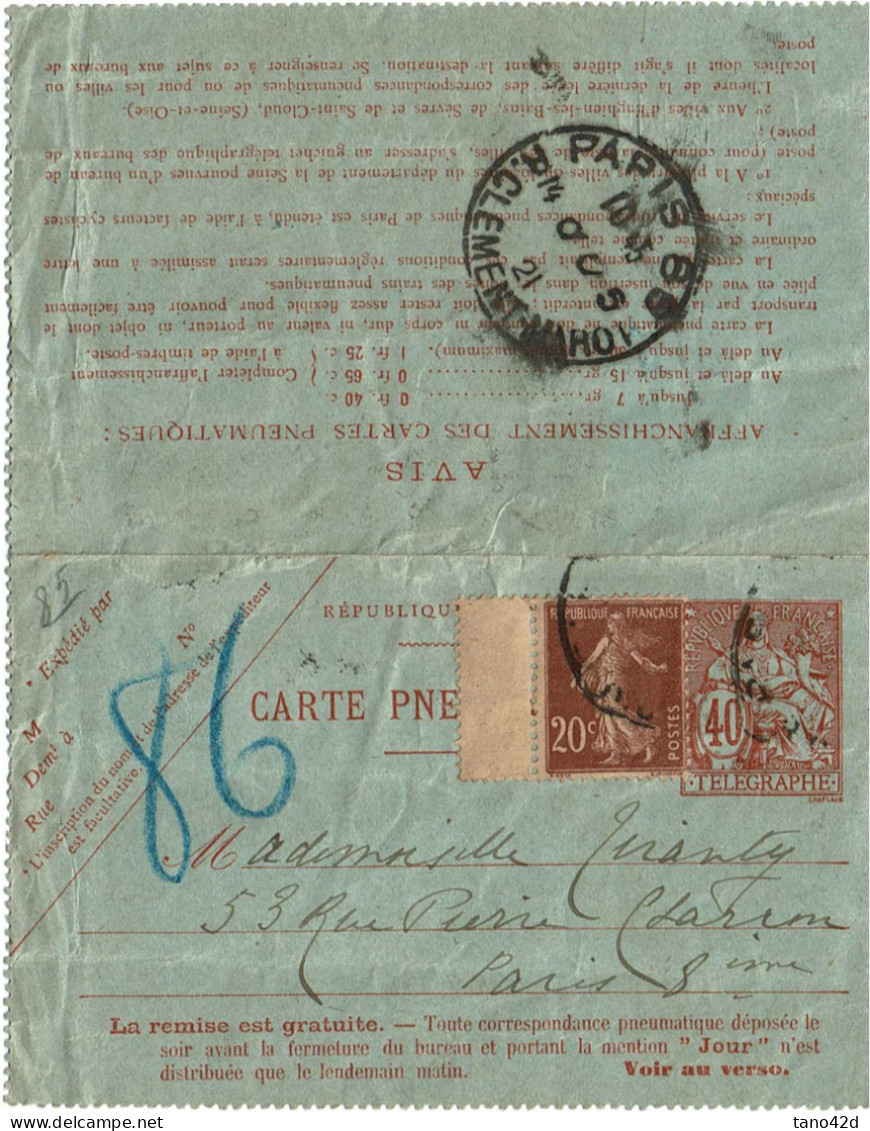 PP15 - FRANCE CL PNEUMATIQUE CHAPLAIN 40c + COMPL.T - Neumáticos