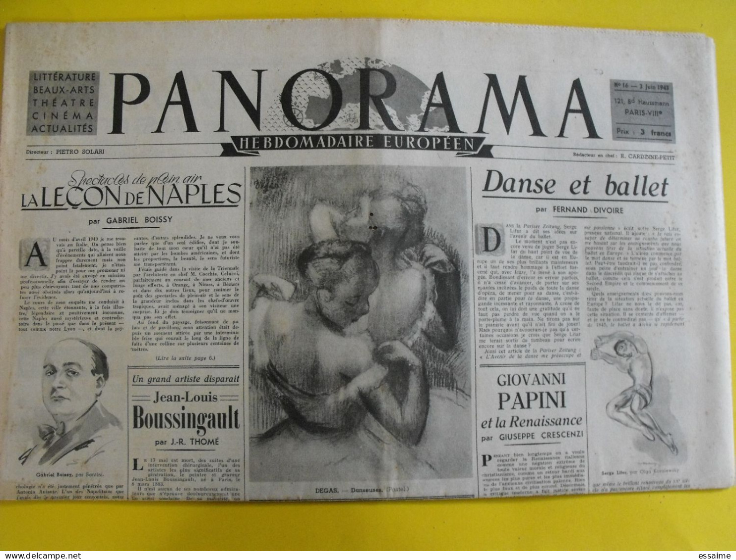 Panorama N° 16 Du 3 Juin 1943. Collaboration. Pietro Solari Cardinne-petit Boissy Strobel - War 1939-45