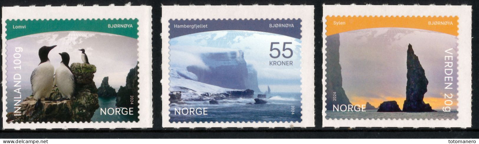 NORWAY/NORWEGEN 2024 Polar Motifs - Bear Island - Adhesive Set Of 3v** - Ongebruikt