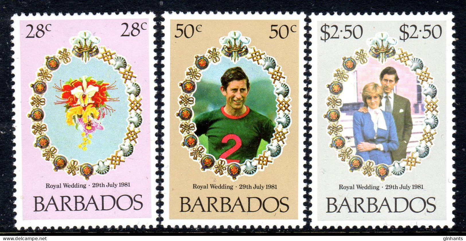 BARBADOS - 1981 ROYAL WEDDING SET (3V) FINE MNH ** SG 674-676 - Barbados (1966-...)