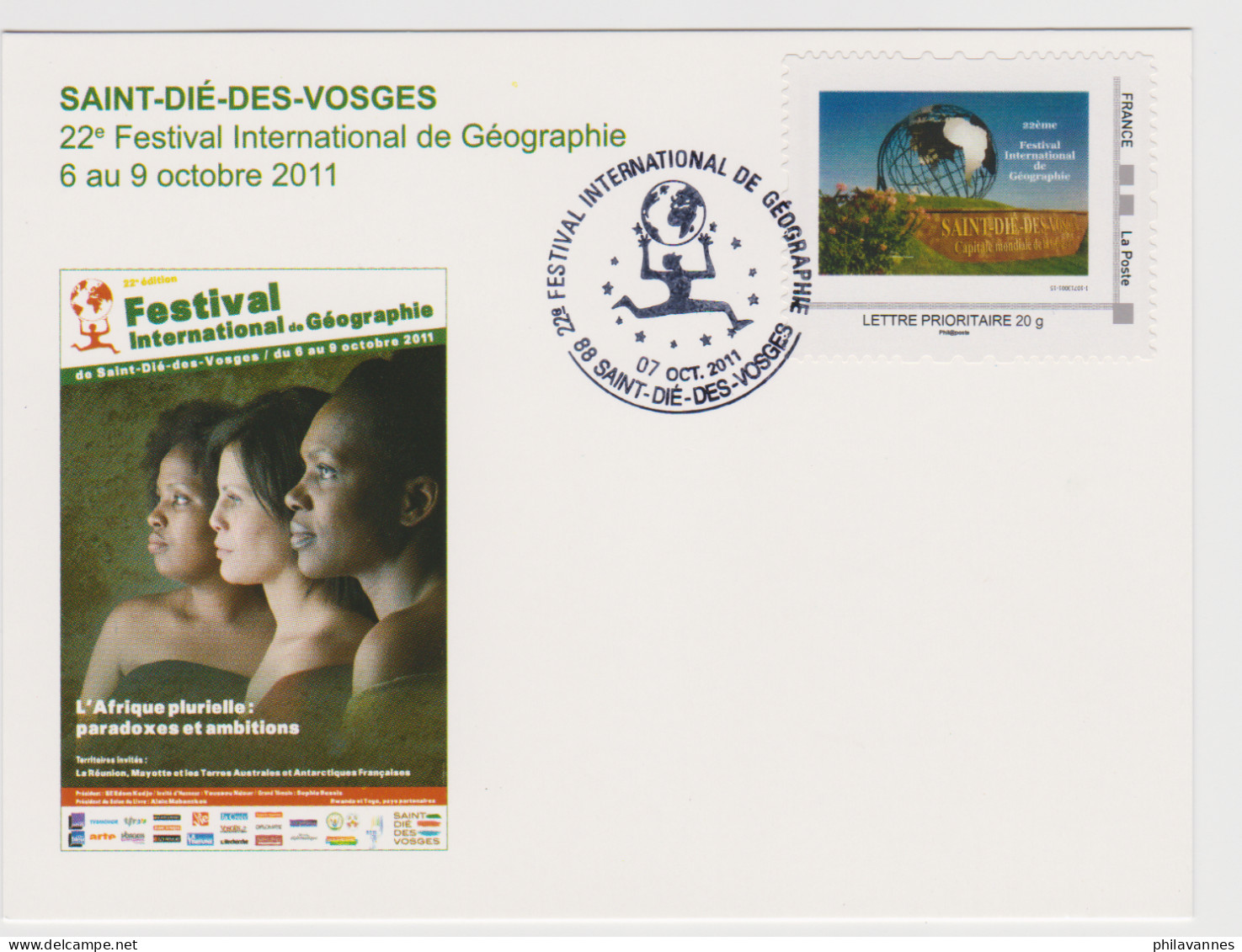 SAINT DIE, 2011,FESTIVAL INTERNATIONAL DE GEOGRAPHIE ( SN24/12/20.2) - Cartas & Documentos