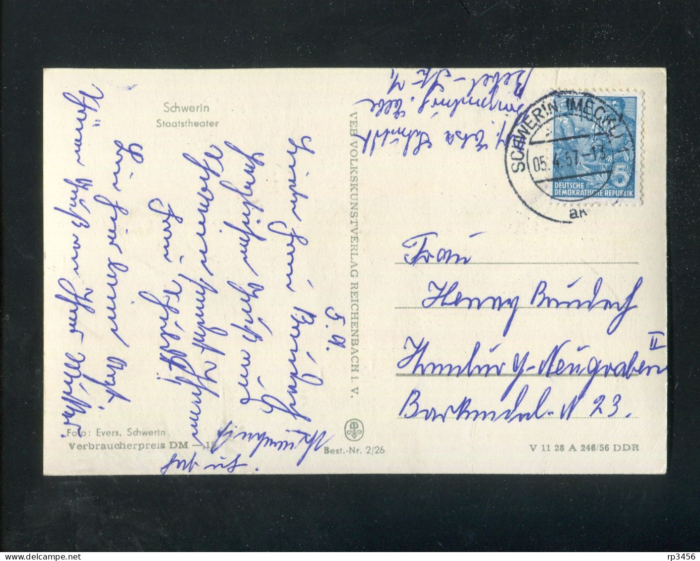 "SCHWERIN" 1957, AK "Staatstheater" (R1173) - Schwerin