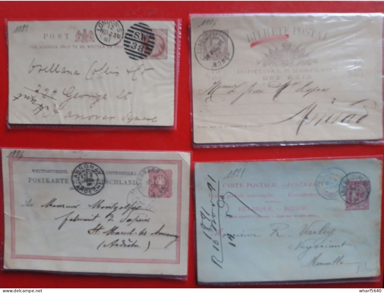 Lot De 10 Cartes ENTIER POSTAUX DIFFERENTS PAYS EUROPE DATANT DE 1881 A 1896 - Collections (without Album)