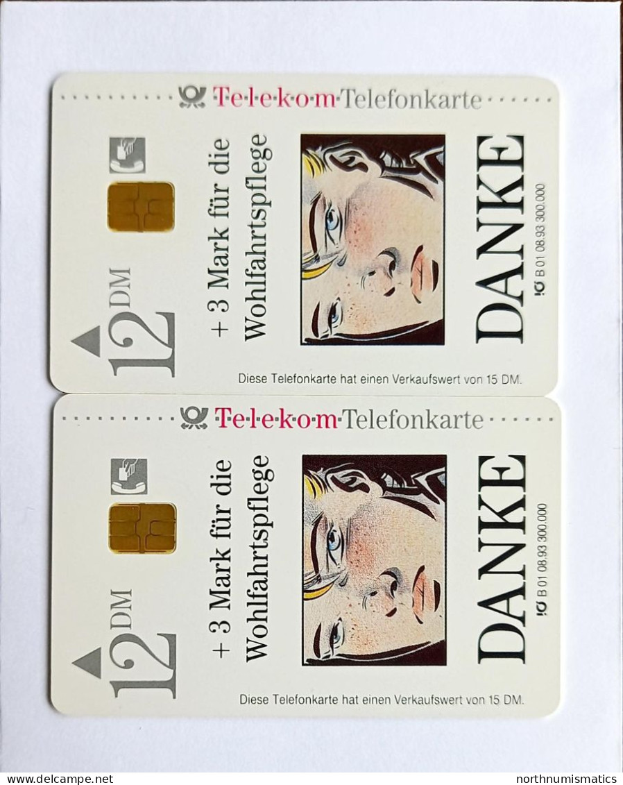 2 Pcs Germany Telekom Telefonkarte Chip Phone Card  Mint Consecutive - Lots - Collections