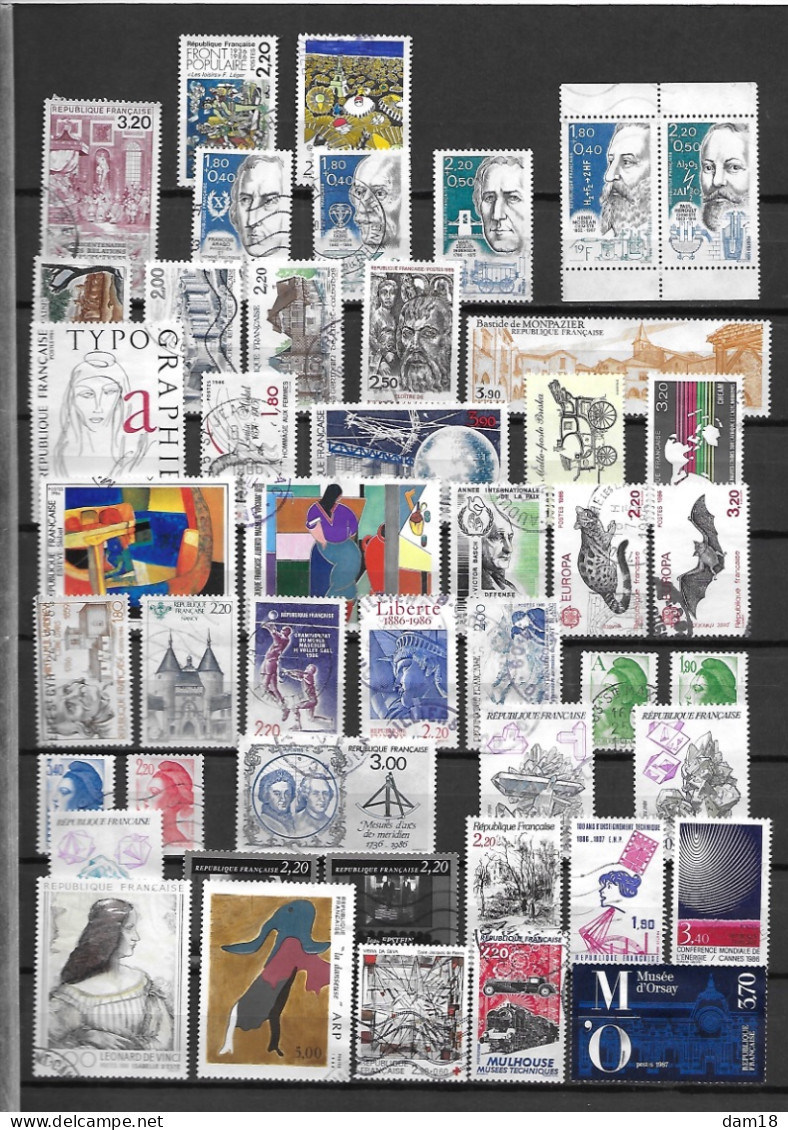 FRANCE ANNEE 1986 LOT DE 46 TIMBRES OBLITERES TOUS DIFFERENTS - Oblitérés