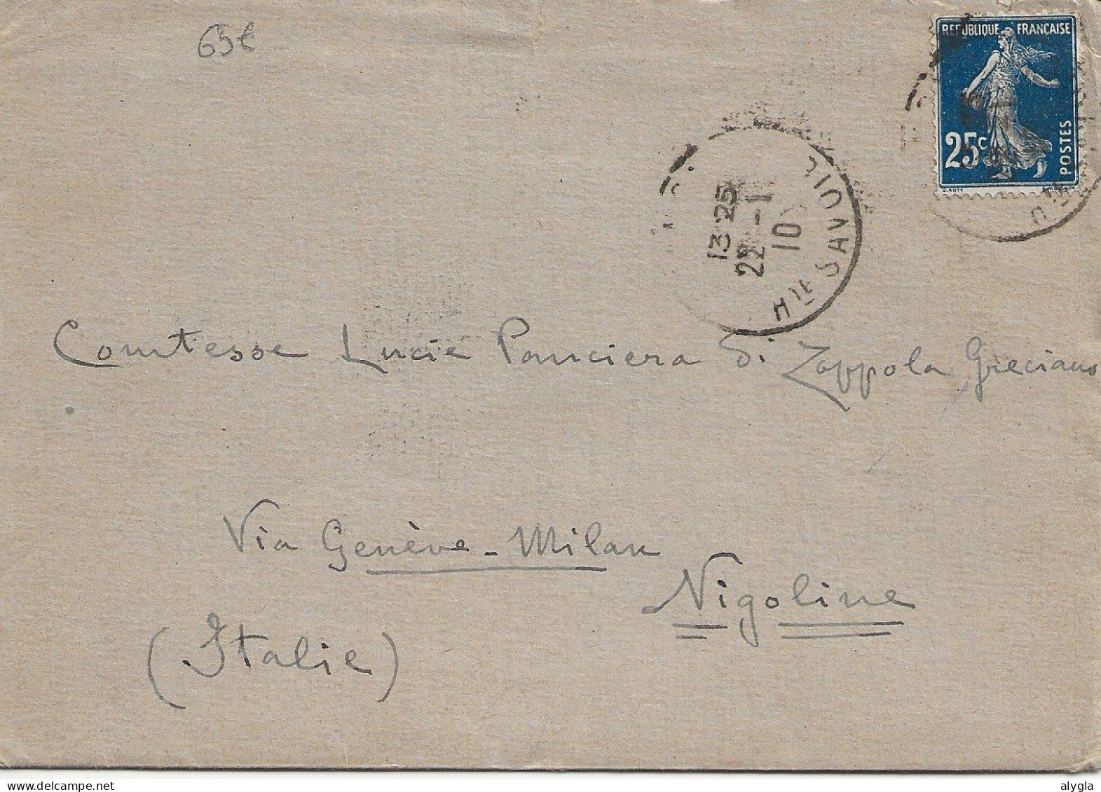 74 - CHAMONIX - RARE Lettre à En-tête Du Grand Hôtel Des Alpes Adressée En 1910 à Une Comtesse Italienne à Nigoline - Cartas & Documentos